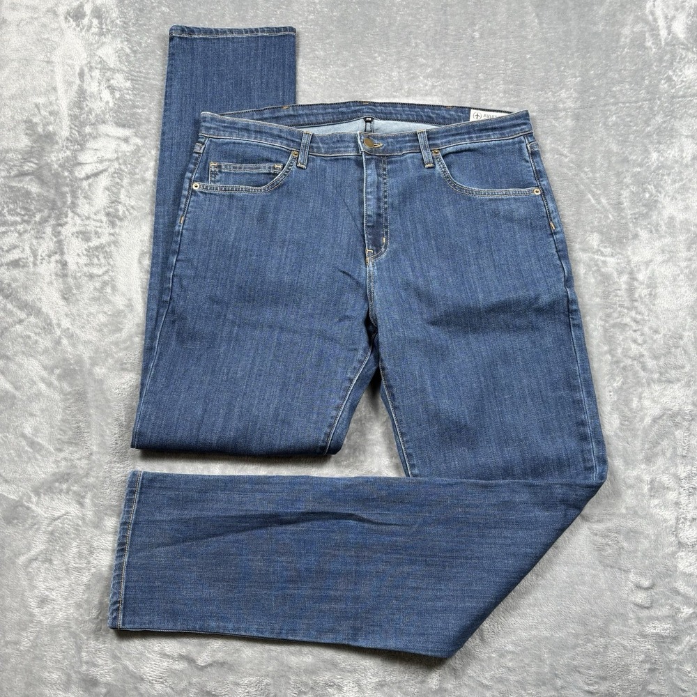 AVIATOR USA Mens Jeans Fly One Travel Dark Wash Slim Fit 36x34 Hidden Pockets